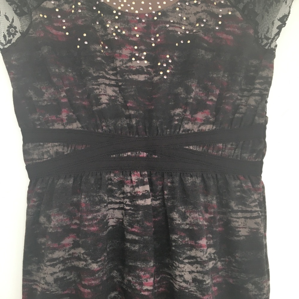 Free People black, gray & dark pink dress. Small - Picture 12 of 16